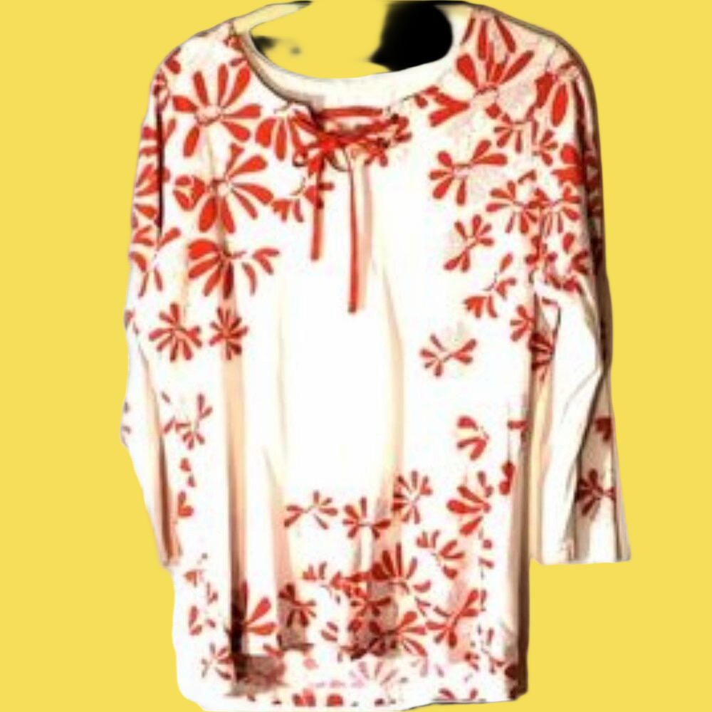 ☀️ Pendleton Tie Front 3/4 Sleeve Top